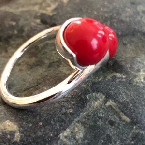 Sterling Silver Ring with natural coral.